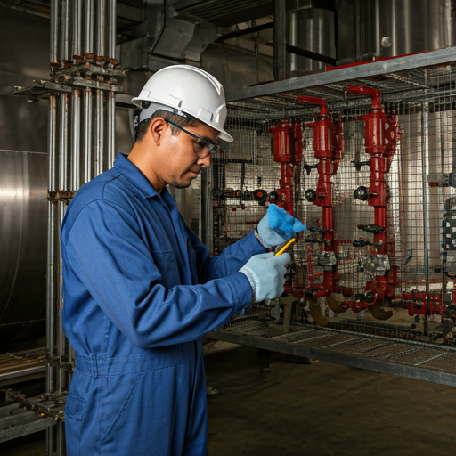Technicien inspectant une installation industrielle